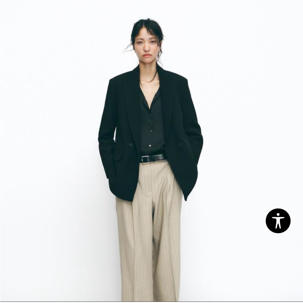 Zara Oversized Doublebreasted Blazer - Black